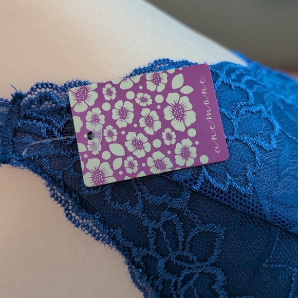 Anemone Cream and Blue Racerback Lace Bralette Set NWT - Picture 3 of 12
